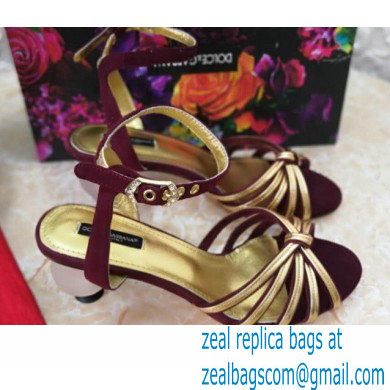 Dolce & Gabbana Spherical Acrylic Heel 6.5cm Suede Sandals Burgundy 2021